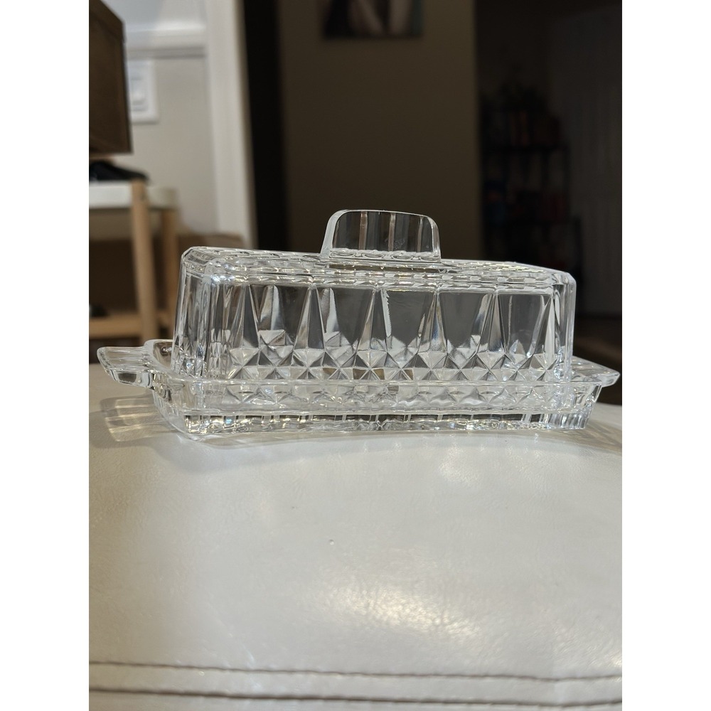 Vintage Crystal Butter Dish By Longchamp Cristal D'Arques  1/4 Made In France